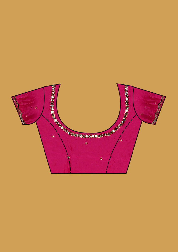 Rani Pink Cutwork Tissue Saree