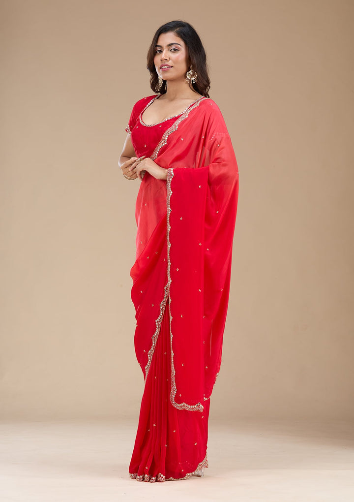 Red Cutdana Satin Saree_koskii