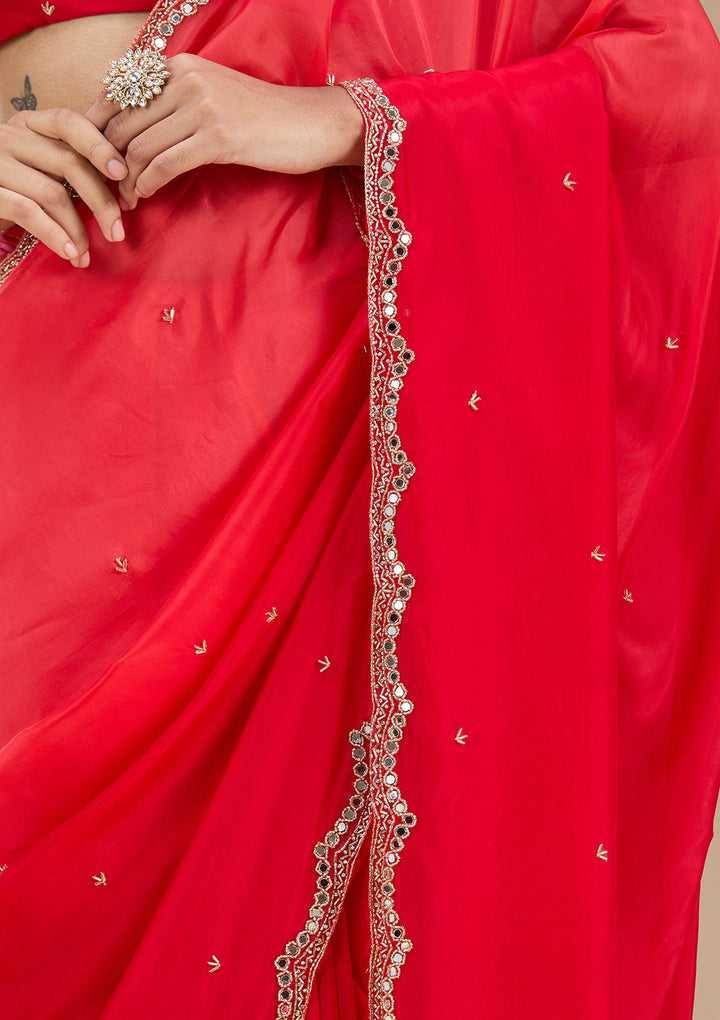 Red Cutdana Satin Saree_koskii