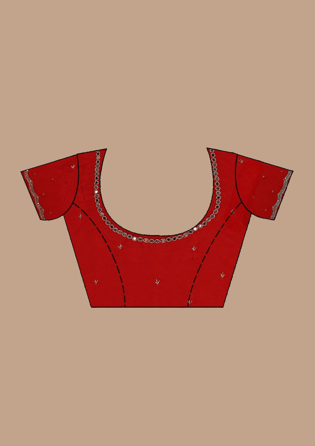 Red Cutdana Satin Saree_koskii