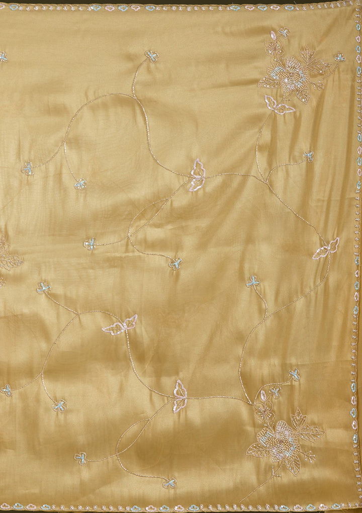 Gold Aariwork Tissue Saree_koskii
