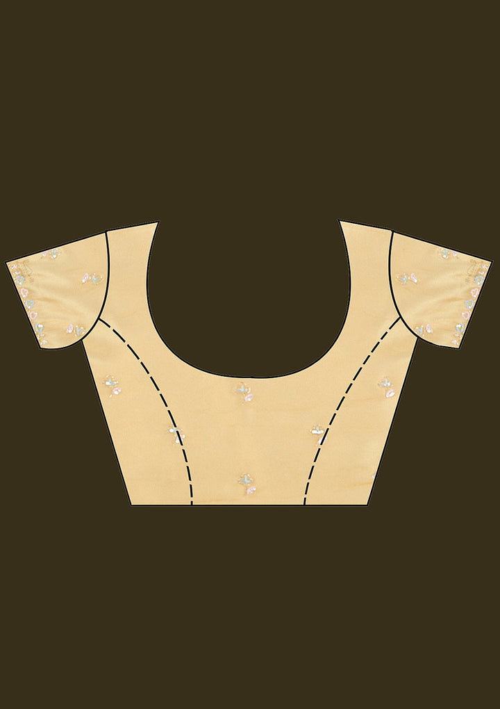 Gold Aariwork Tissue Saree_koskii