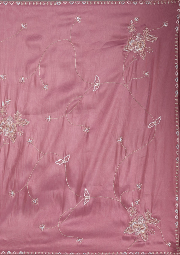 Onion Pink Aariwork Tissue Saree_koskii