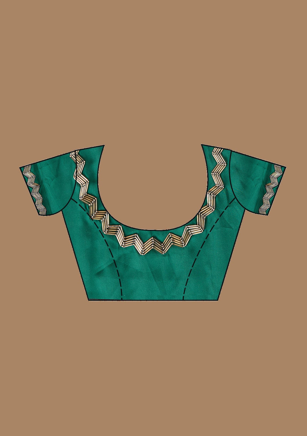 Bottle Green Aariwork Satin Saree