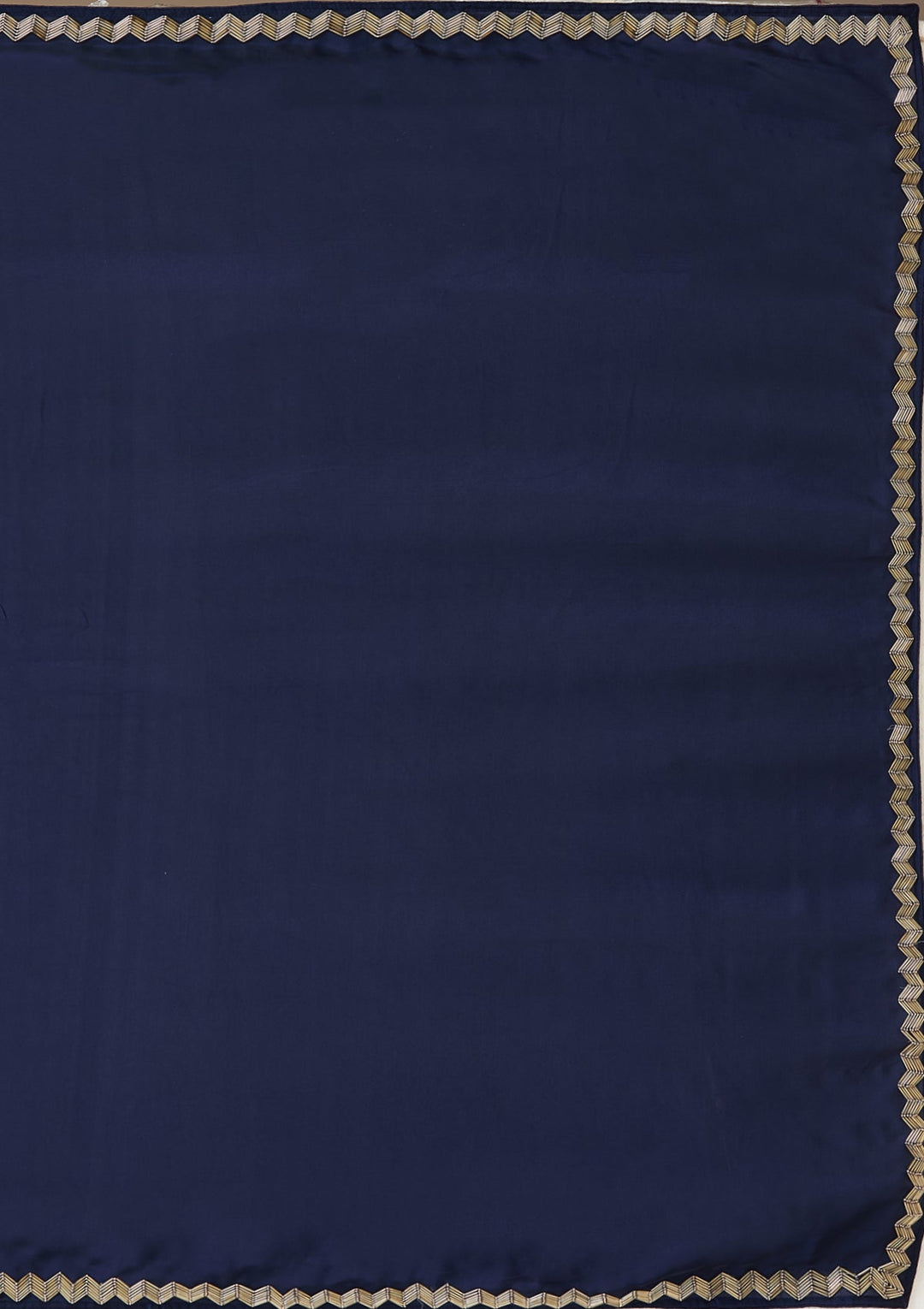 Navy Blue Aariwork Satin Saree_koskii