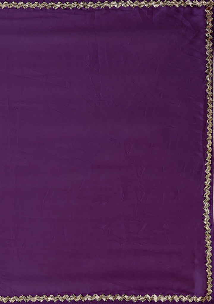 Purple Aariwork Satin Saree_koskii