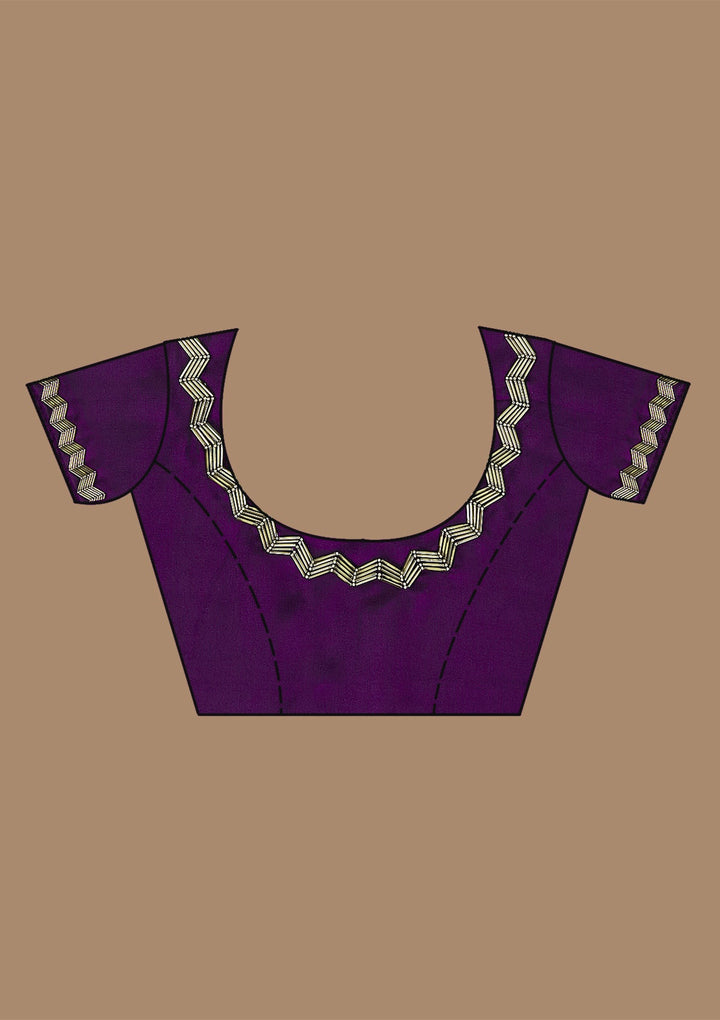 Purple Aariwork Satin Saree_koskii
