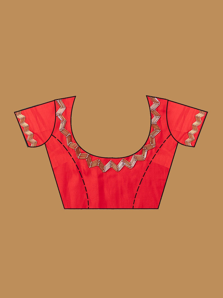 Red Ariwork Satin Saree