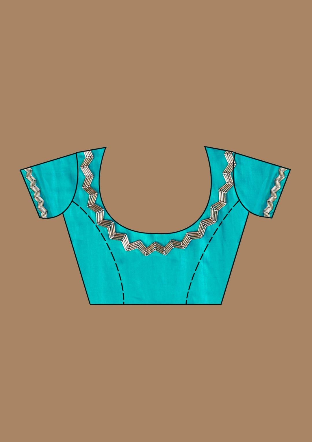 Turquoise Blue Aariwork Satin Saree