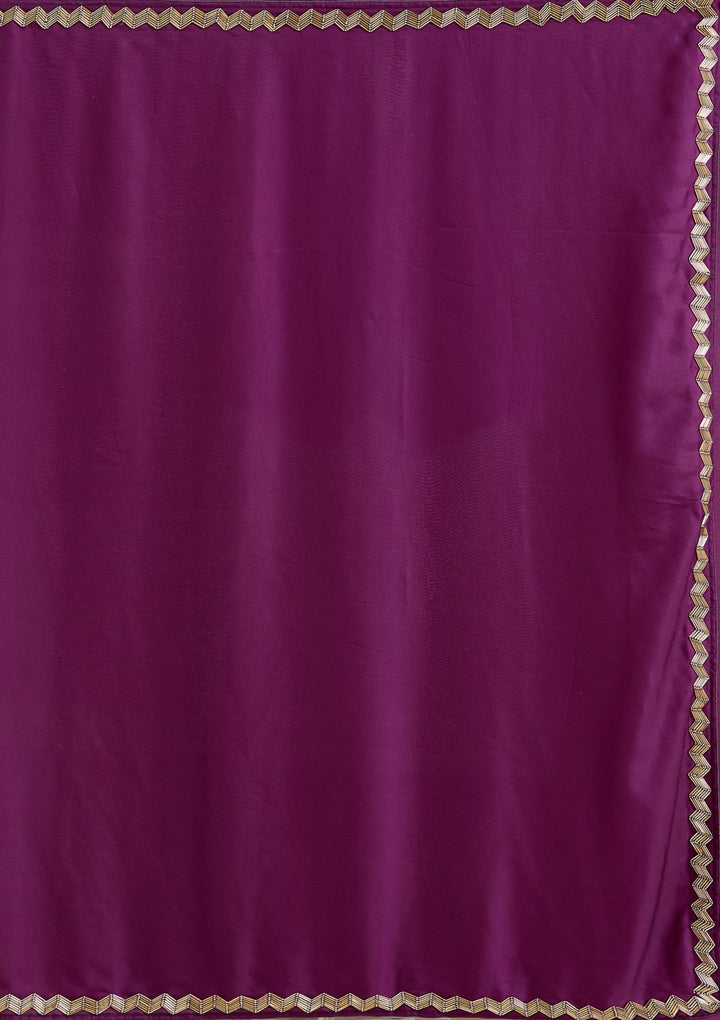 Wine Aariwork Satin Saree_koskii