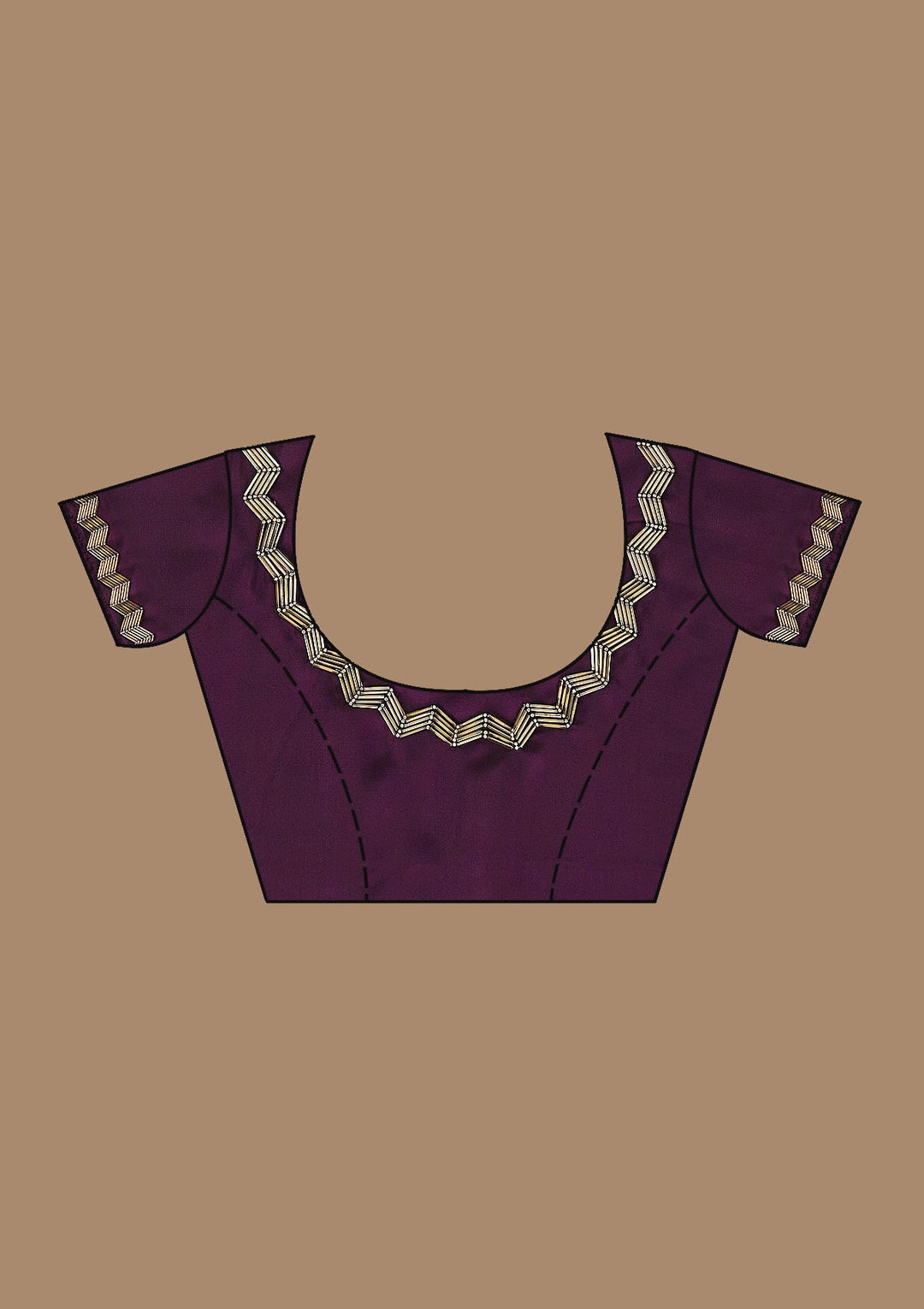 Wine Aariwork Satin Saree_koskii