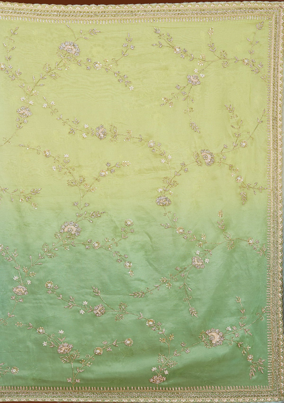 Pista Green Cutdana Tissue Saree_koskii