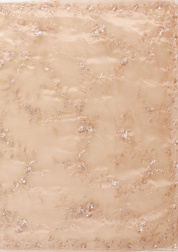 Beige Cutdana Organza Saree-koskii