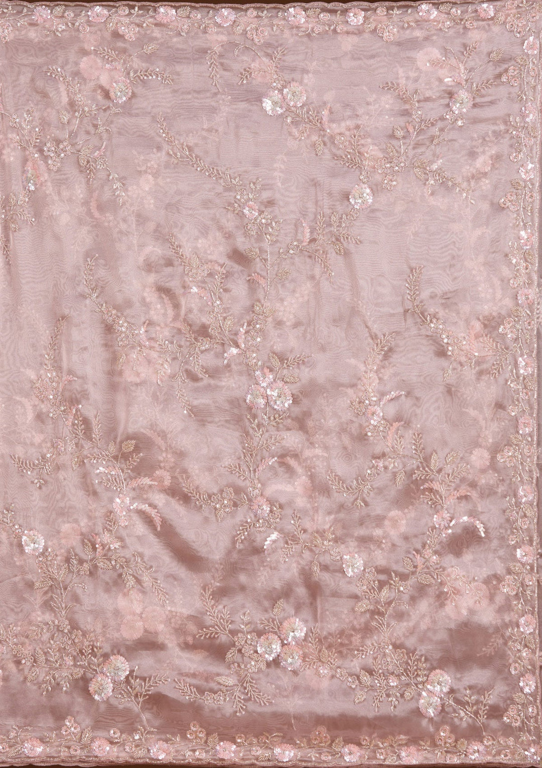 Pink Cutdana Organza Saree-koskii