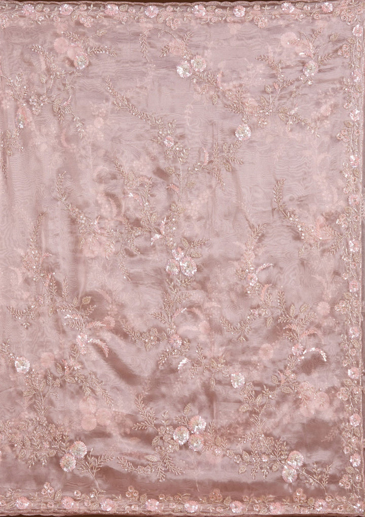 Pink Cutdana Organza Saree-koskii