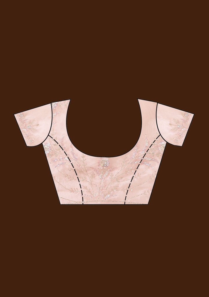 Pink Cutdana Organza Saree-koskii