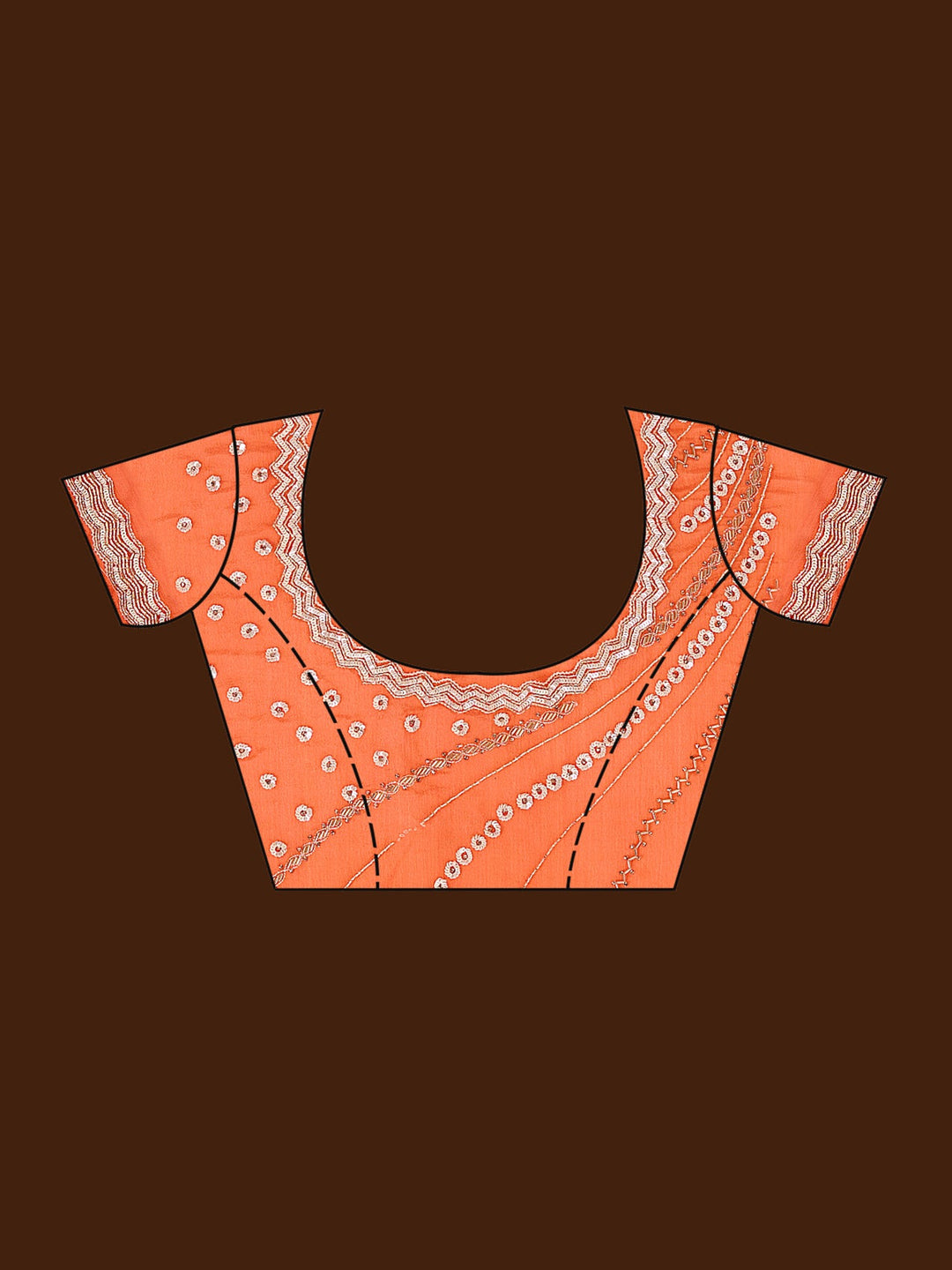 Orange Aariwork Satin Saree-Koskii