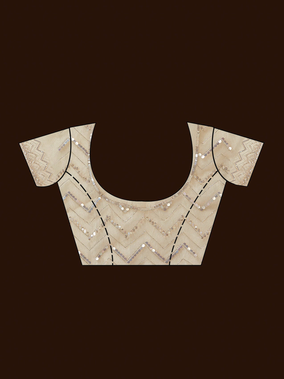 Beige Sequins Net Saree-Koskii