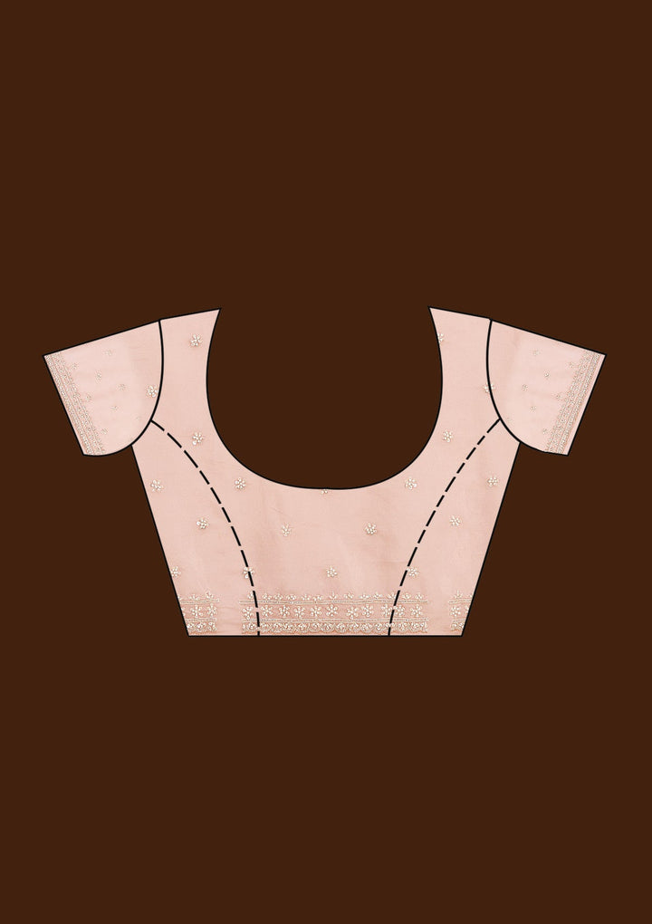 Light Peach Cording Tissue Saree-koskii