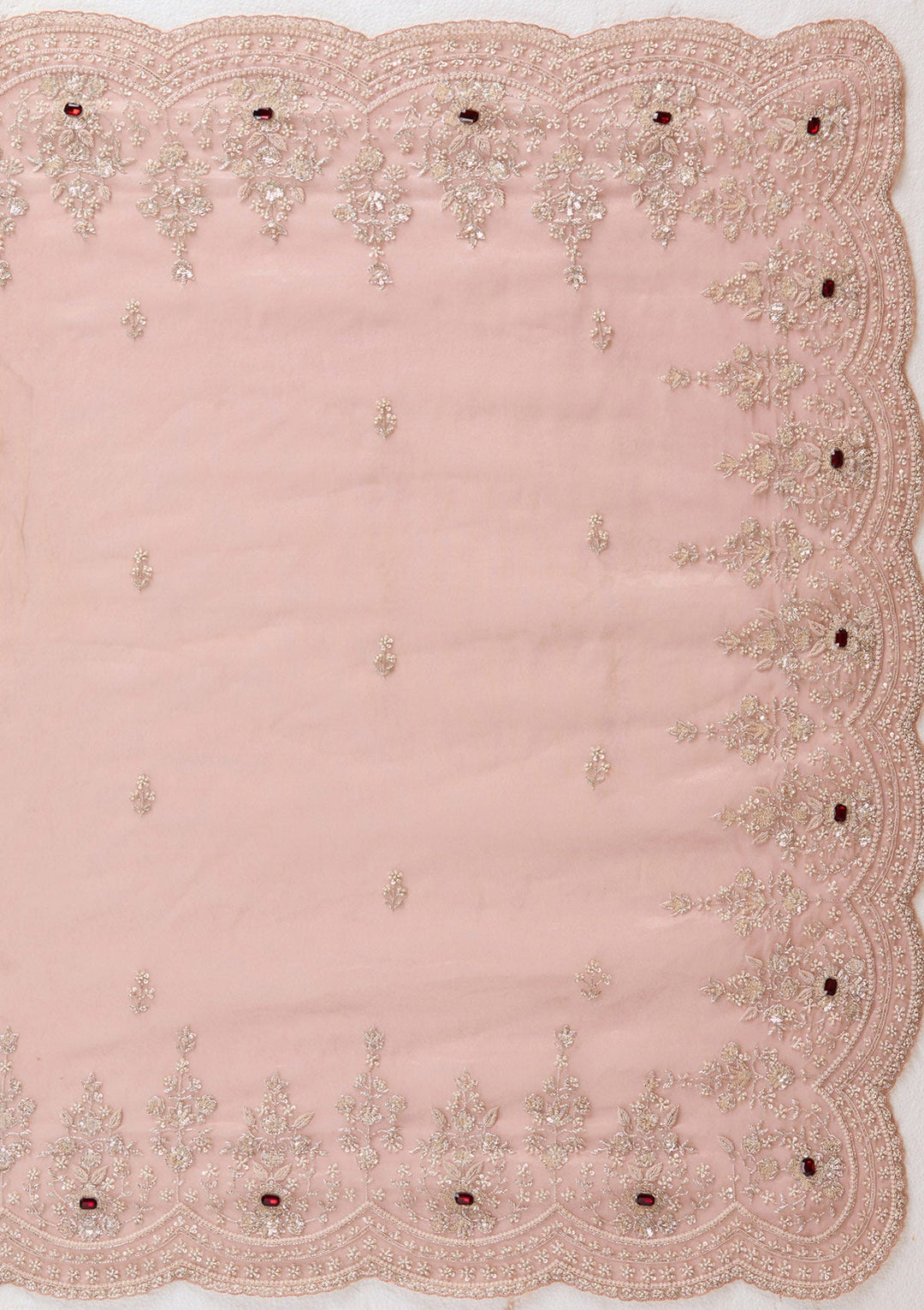 Light Peach Cording Tissue Saree-koskii