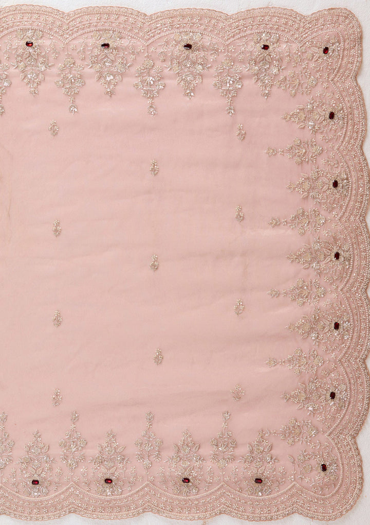 Light Peach Cording Tissue Saree-koskii