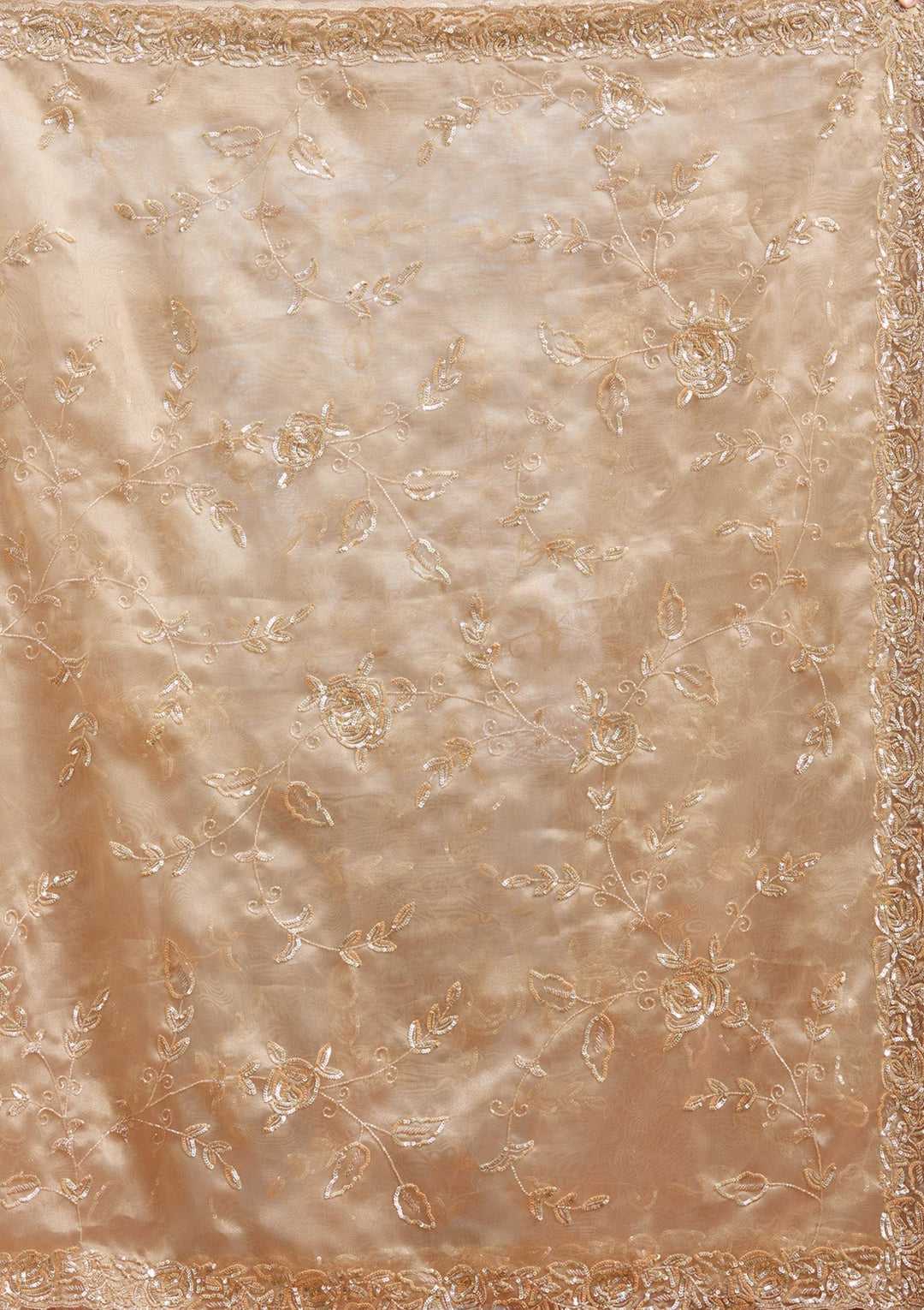 Beige Aariwork Satin Saree-koskii