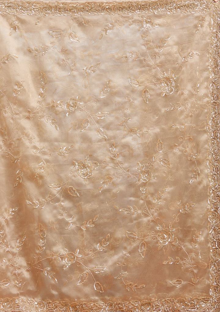 Beige Aariwork Satin Saree-koskii