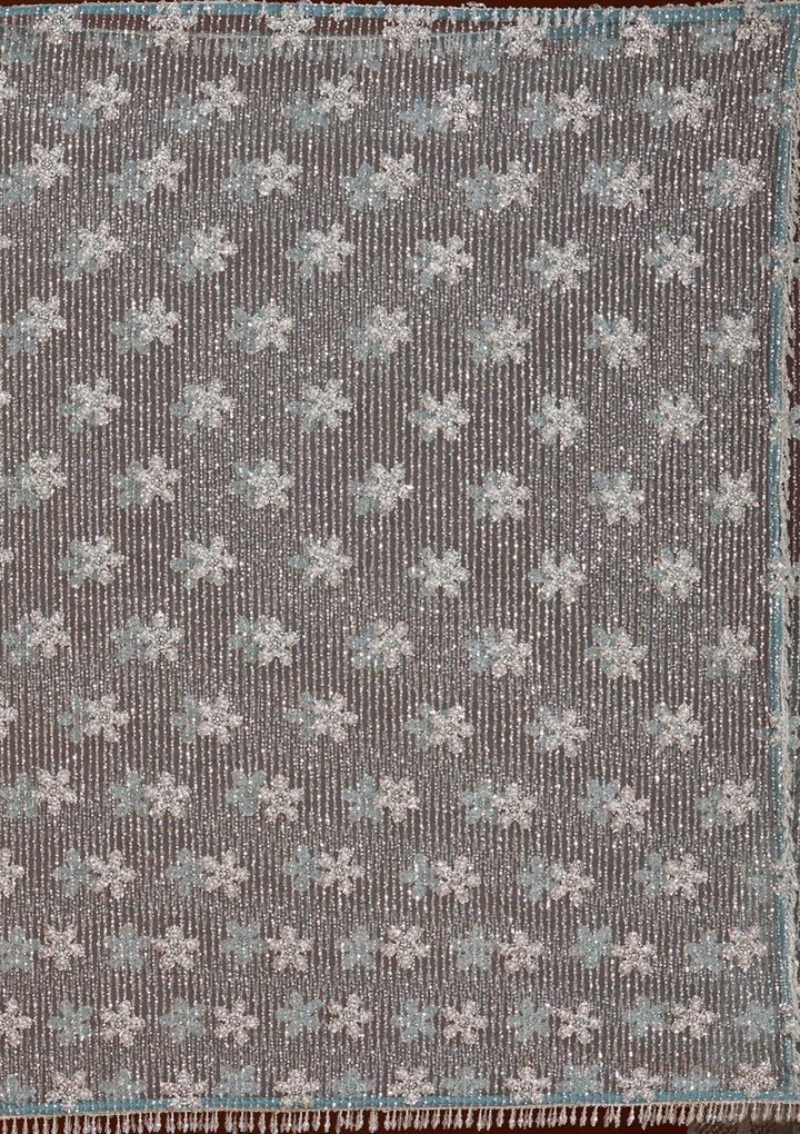 Sky Blue Sequins Net Saree