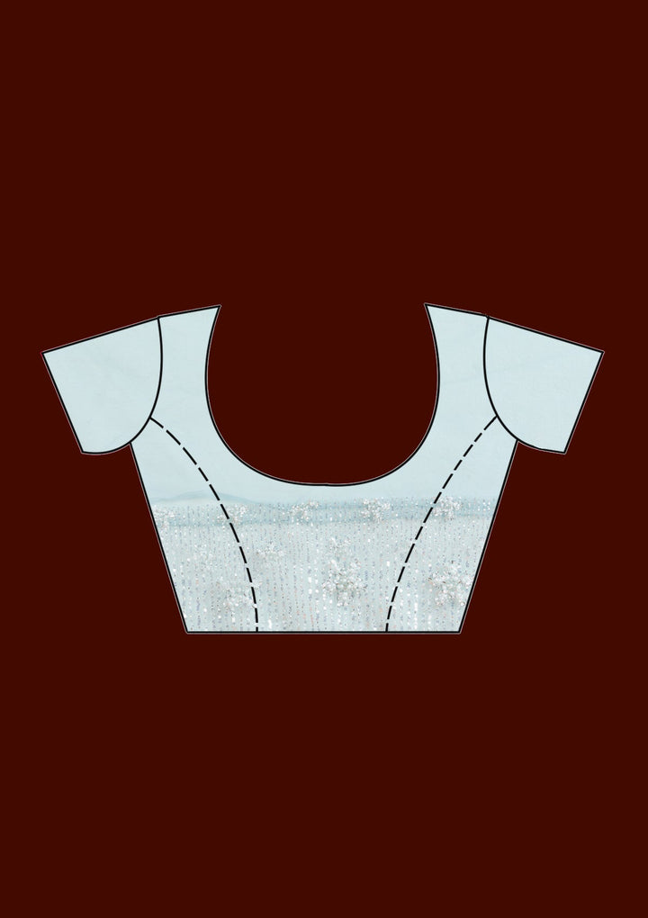 Sky Blue Sequins Net Saree