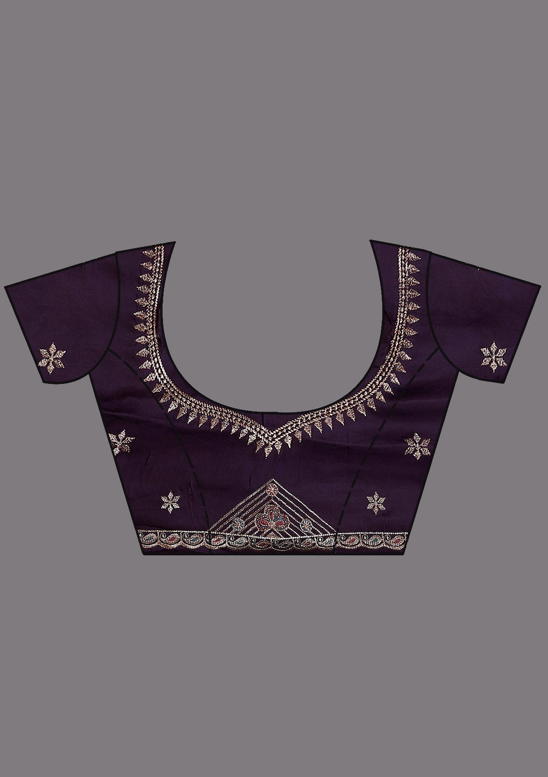Purple Stonework (Gold) Tissue Saree_koskii