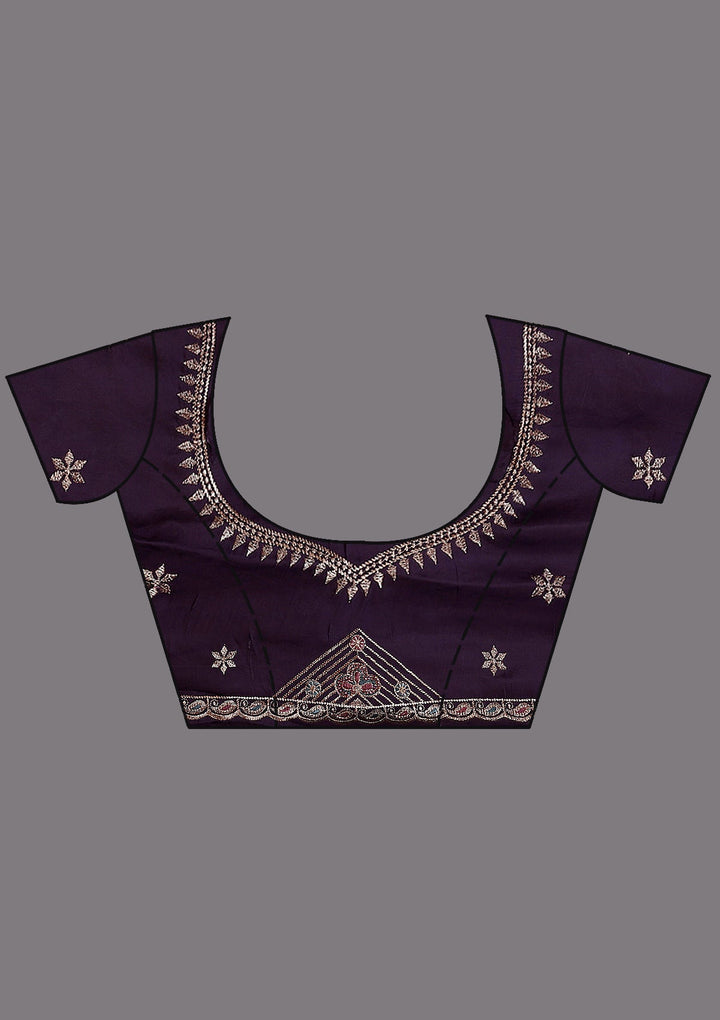 Purple Stonework (Gold) Tissue Saree_koskii