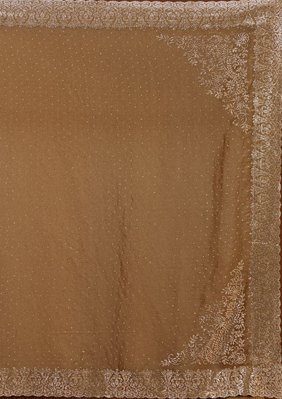 Brown Zariwork (Gold) Georgette Saree_koskii