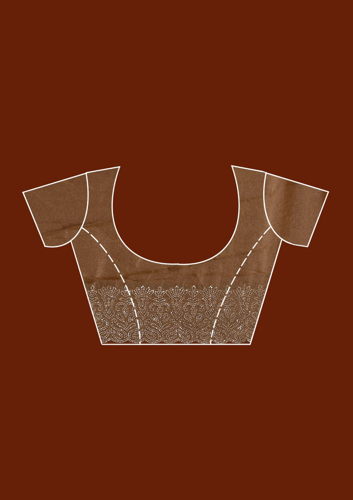 Brown Zariwork (Gold) Georgette Saree_koskii