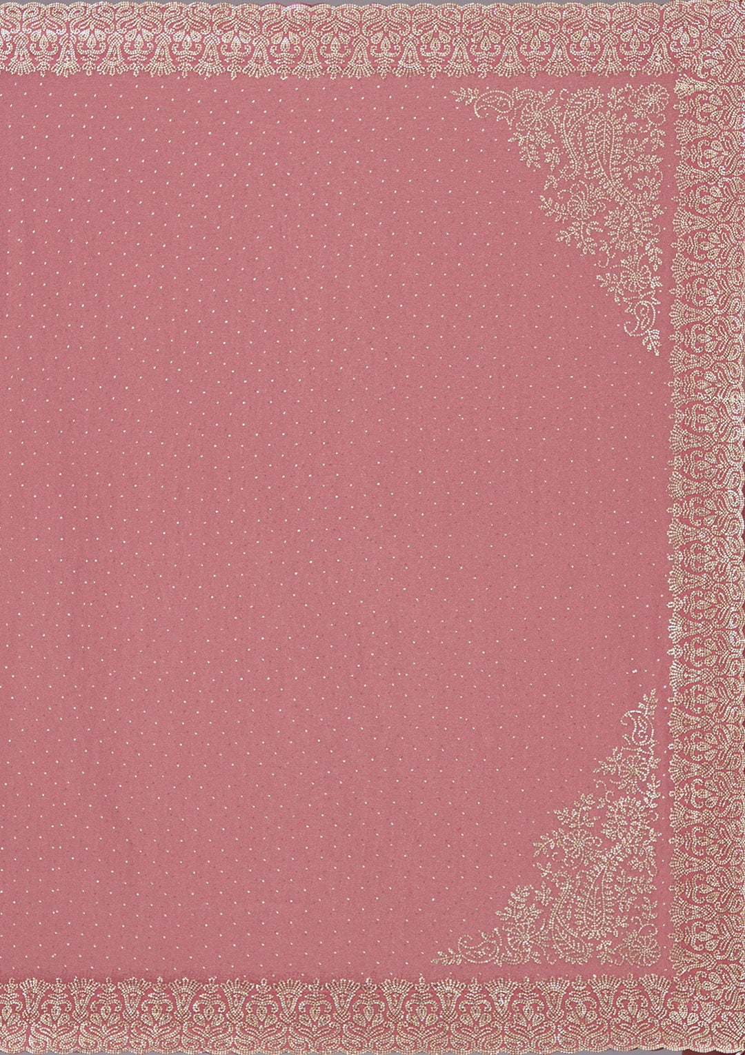 Onion Pink Zariwork (Gold) Georgette Saree