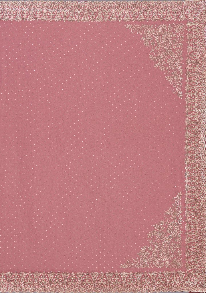 Onion Pink Zariwork (Gold) Georgette Saree