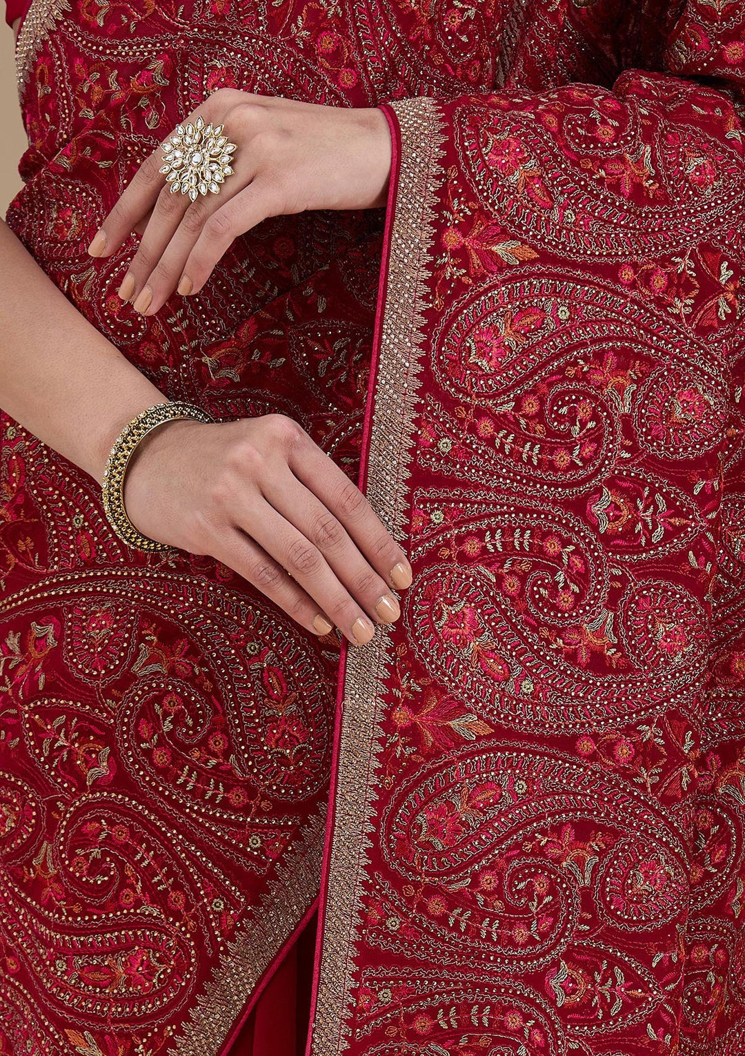 Rani Pink Kashmiri Georgette Saree_koskii