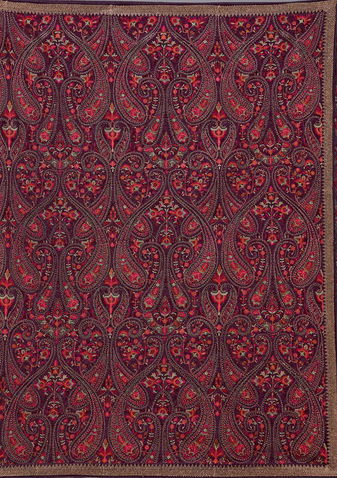 Wine Kashmiri Georgette Saree_koskii