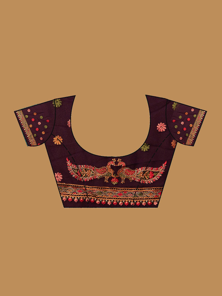 Purple Kashmiri Georgette Saree
