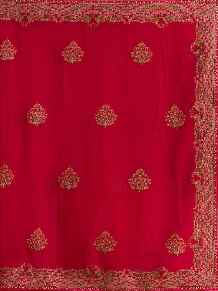 Rani Pink Kashmiri Georgette Saree