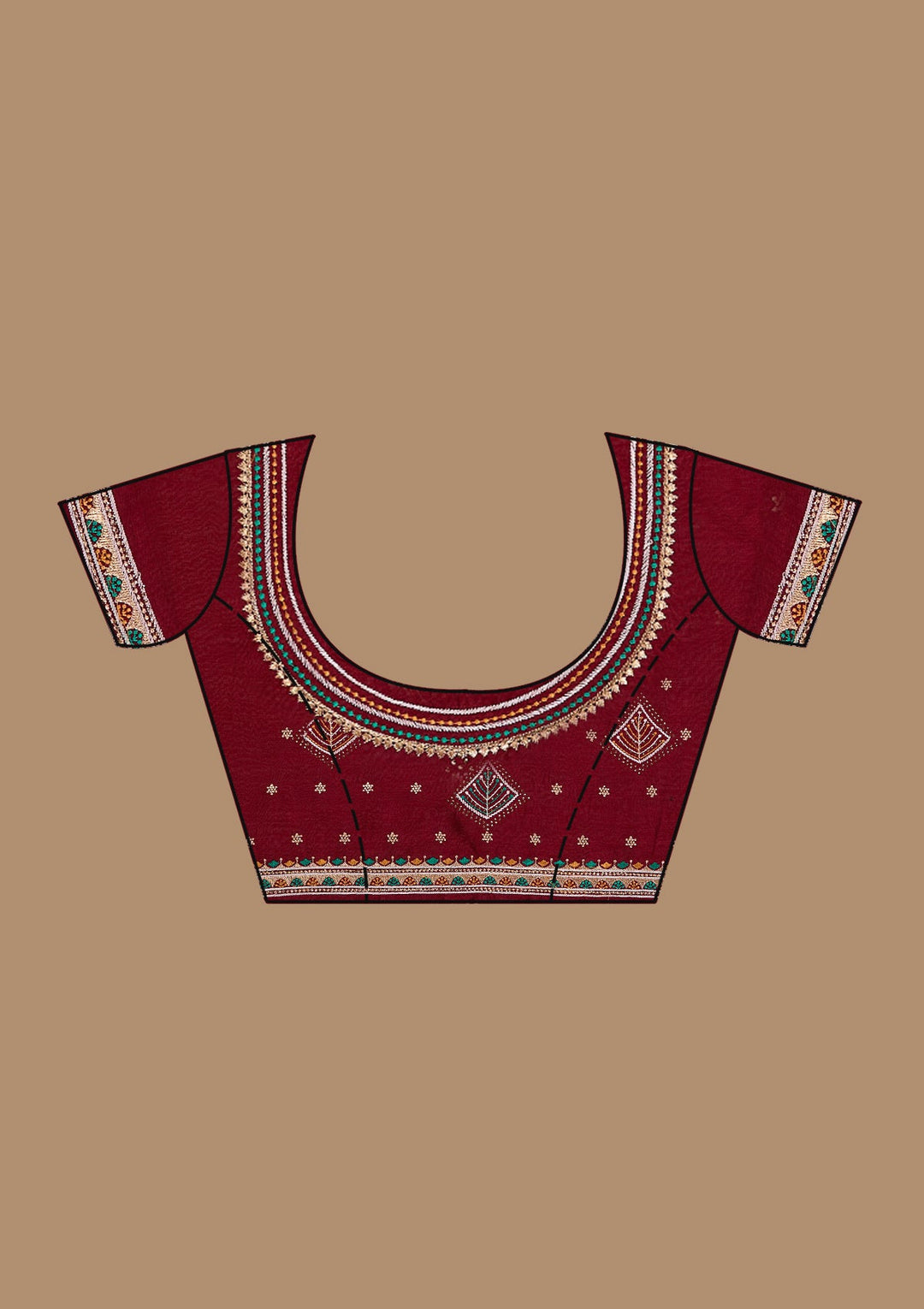 Mehendi Threadwork Soft Raw Silk Saree_koskii