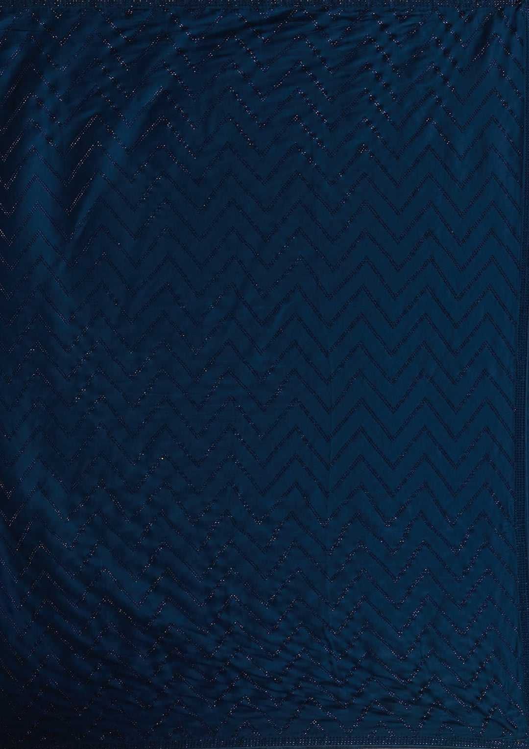 Navy Blue Stonework (Silver) Organza Saree_koskii