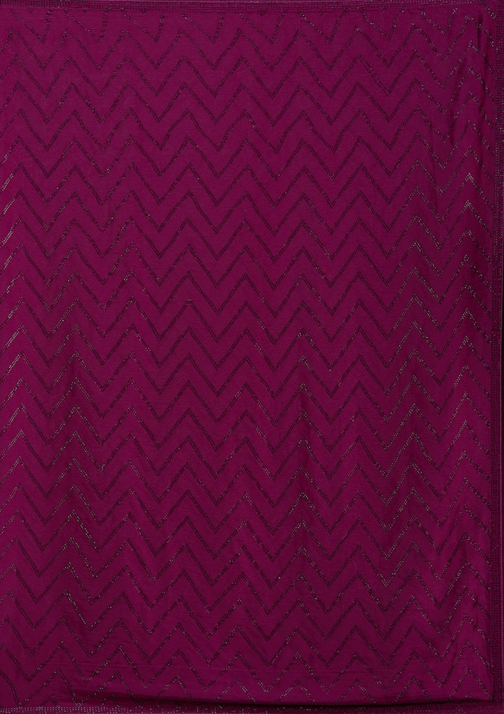 Wine Stonework (Silver) Organza Saree_koskii