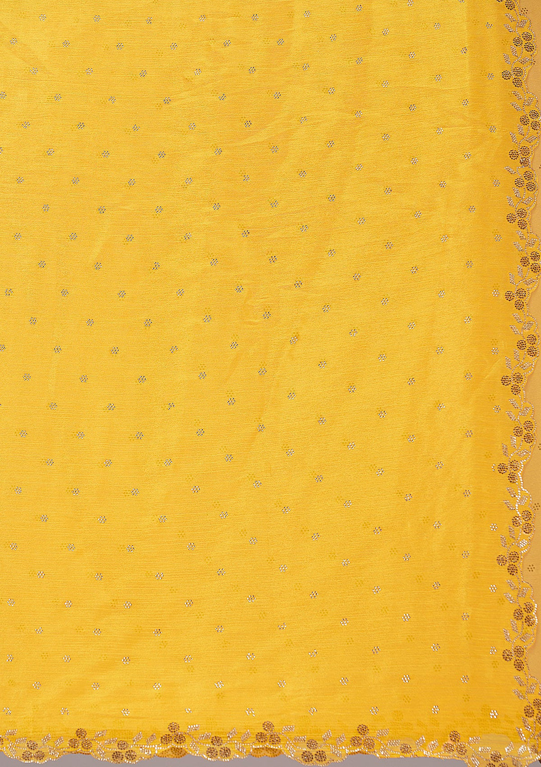 Mustard Stonework (Gold) Tissue Saree_koskii