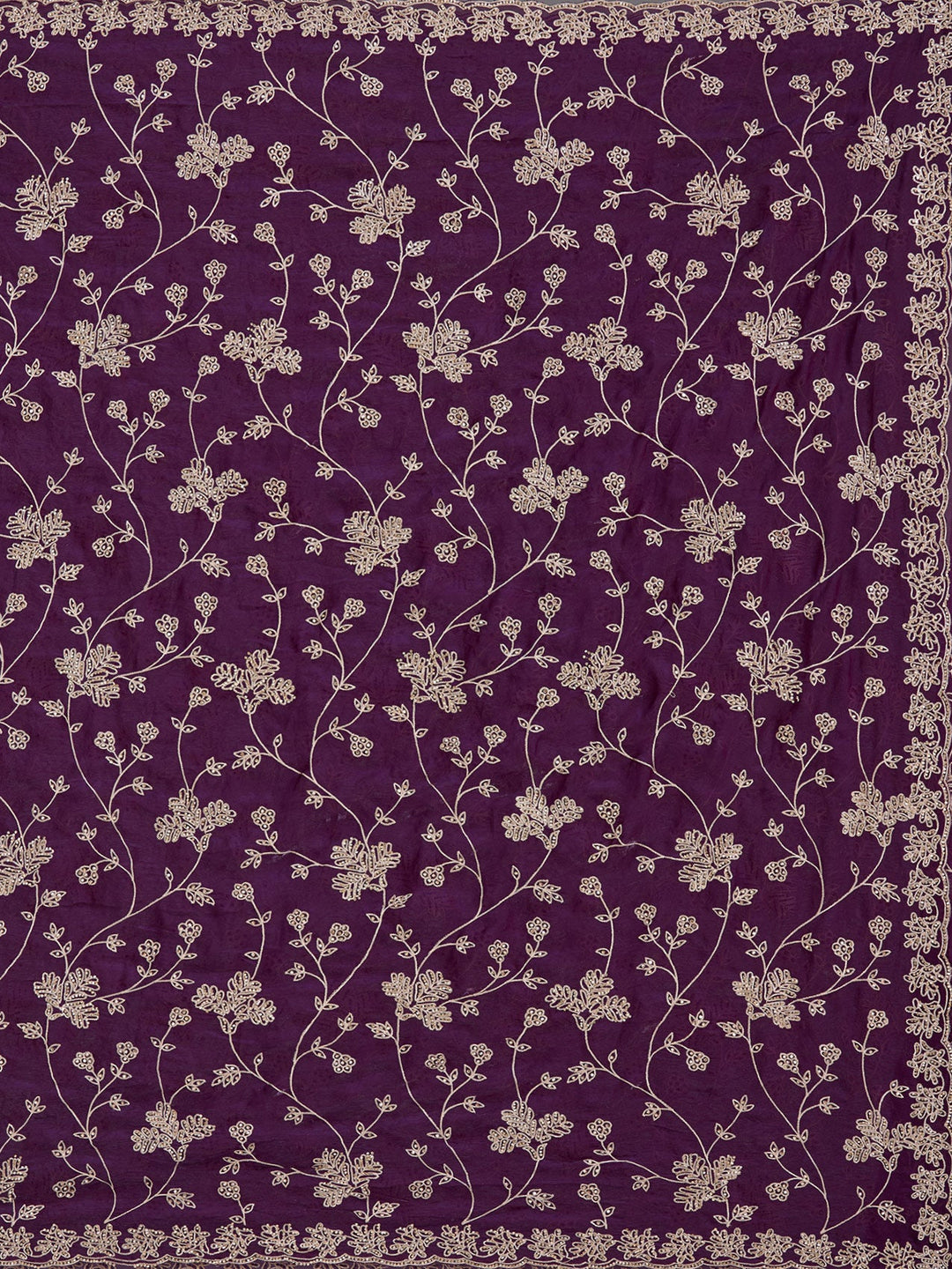 Purple Threadwork Tissue Saree_koskii