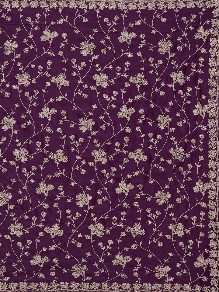 Purple Threadwork Tissue Saree_koskii