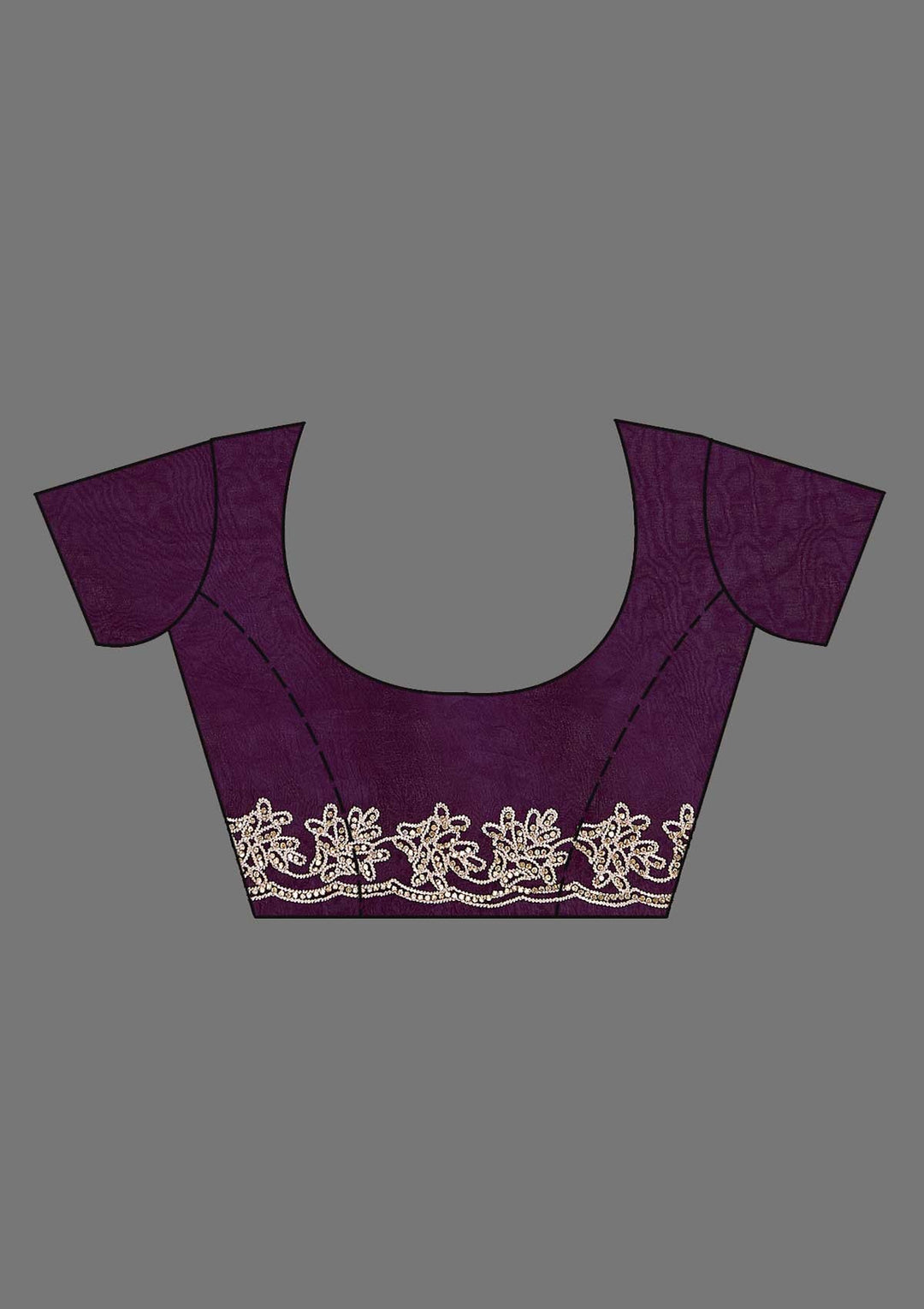 Purple Threadwork Tissue Saree_koskii