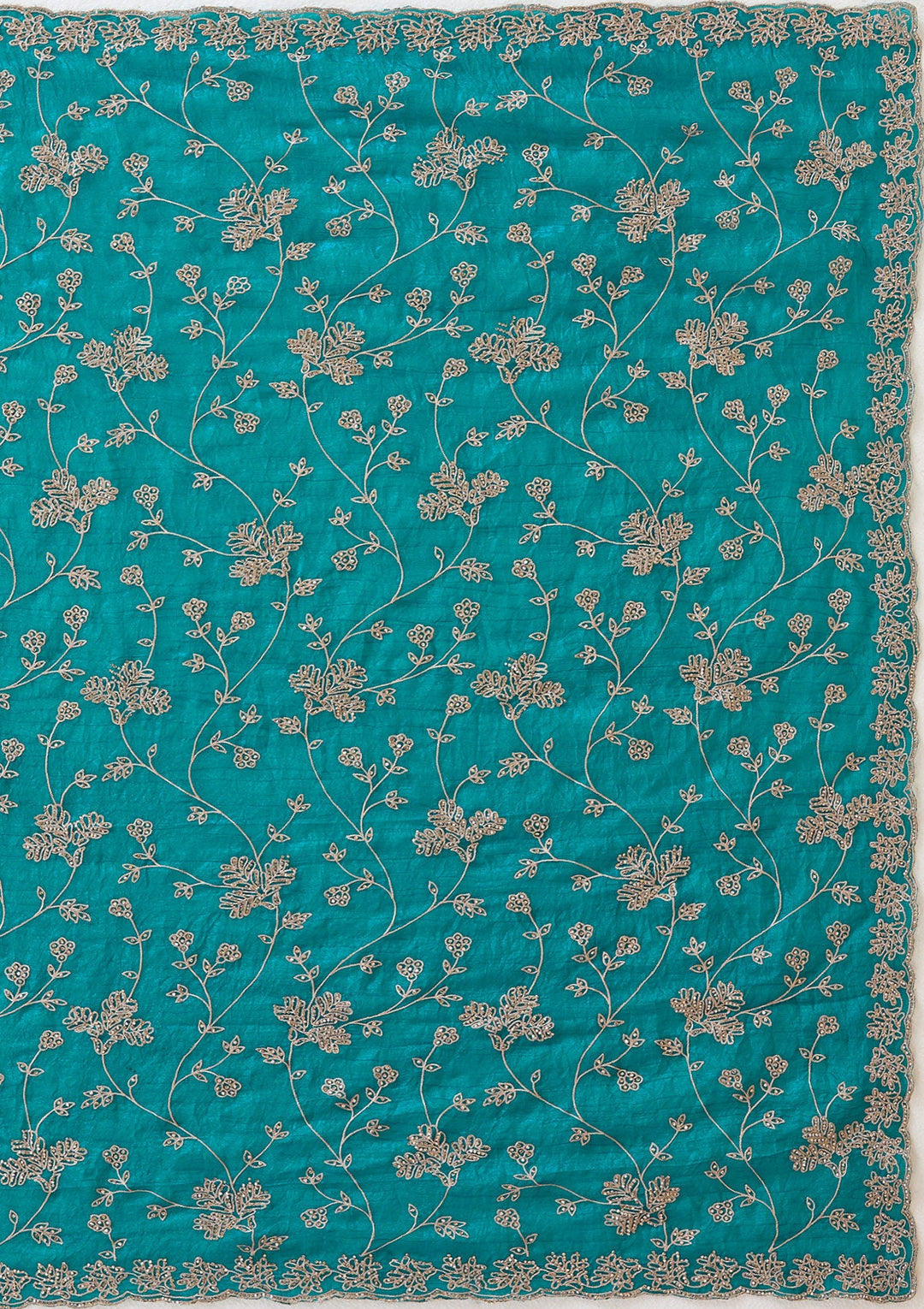 Rama Green Threadwork Tissue Saree_koskii