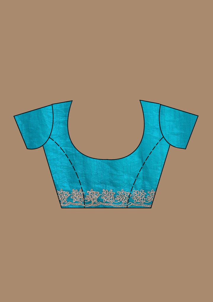 Rama Green Threadwork Tissue Saree_koskii
