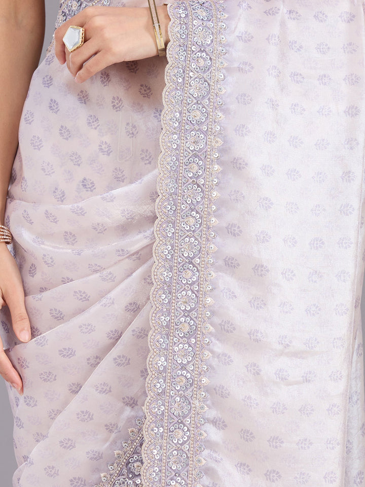 Lavender Sequins Tissue Saree