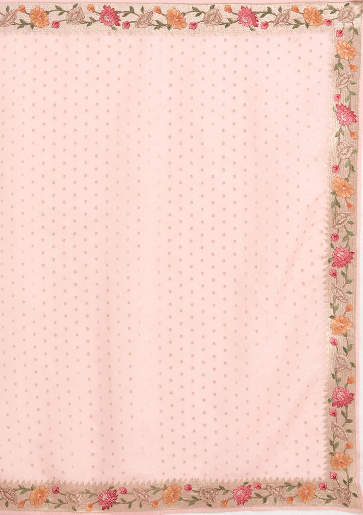 Baby Pink Threadwork Tissue Saree_koskii